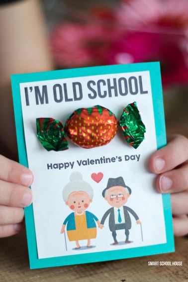 Get the printable DIY Valentine's Day card here. You'll have to ask your grandma where she gets those strawberry candies though (kidding!).