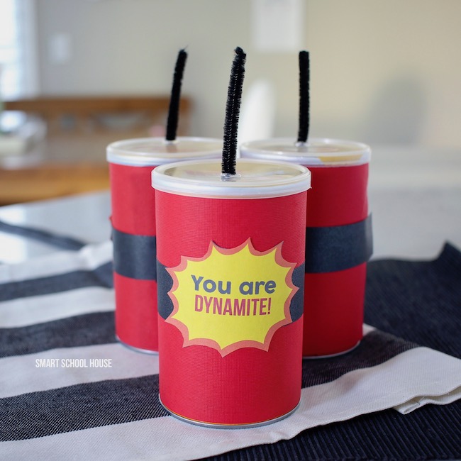 You Are Dynamite Pringles Can gift! ADORABLE! An easy Valentine's Day idea, kids party treat, or end of year gift for kids. 
