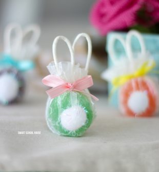 Bunny Lollipops made with safety pops. The handles are the ears! Adorable bunny butt lollipops.