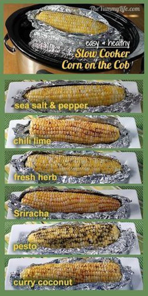 WHAAAAT!?? Slow Cooker Corn on the Cob. Easy, healthy, and delicious with no butter. This is an easy, healthy way to cook 6-10 ears of moist, tender, flavorful corn on the cob. 