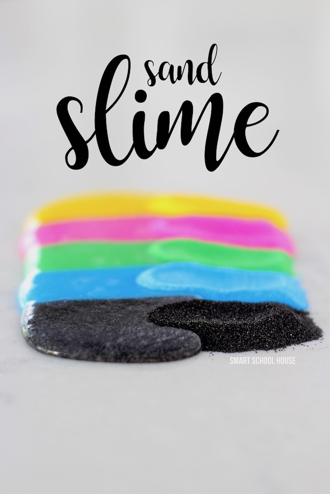 Sand Slime - how to make insanely colorful sand slime with only 3 ingredients (and NO food coloring)! It's stretchy but not sticky making it the perfect DIY craft for kids!