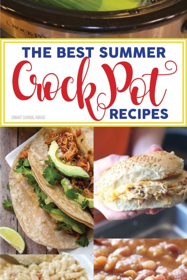 The BEST Summer Crock Pot Recipes! Crock pot corn on the cob, peach cobbler, pineapple chicken, chicken caesar sandwiches, and more! Summer slow cooker recipe ideas.