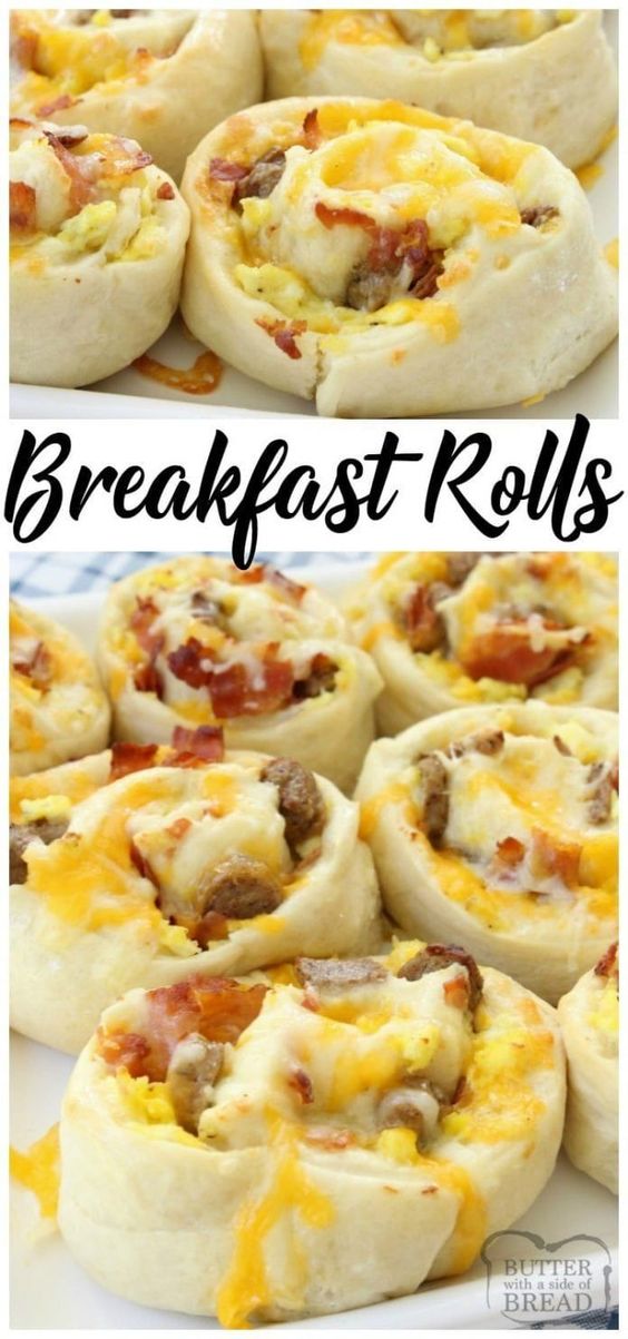 Breakfast Rolls - Breakfast Rolls filled with scrambled eggs, bacon, sausage & cheese then rolled in homemade dough and baked to perfection. 