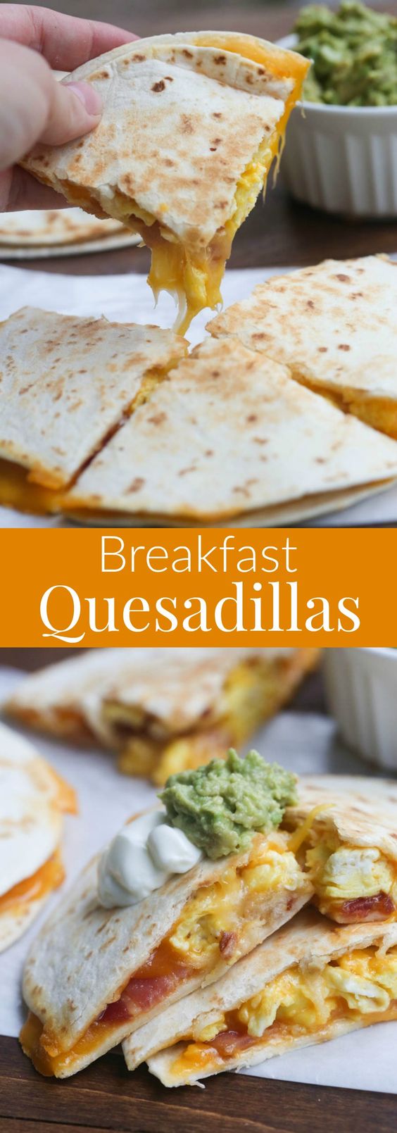 Breakfast Quesadillas - These Breakfast Quesadillas with bacon, egg and cheese are an easy breakfast or dinner idea your family is sure to LOVE!