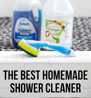 The Best Homemade Shower Cleaner - Try the best 2 ingredient homemade shower cleaner on tough soap scum or for daily shower cleaning. IT WORKS!