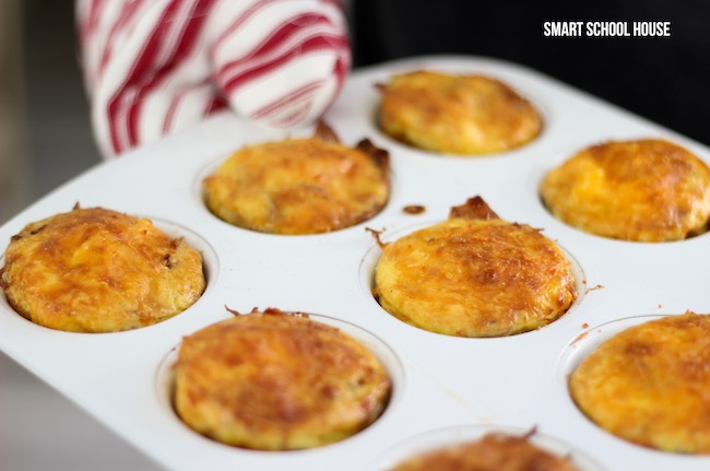 Baked egg cups with cheese on top