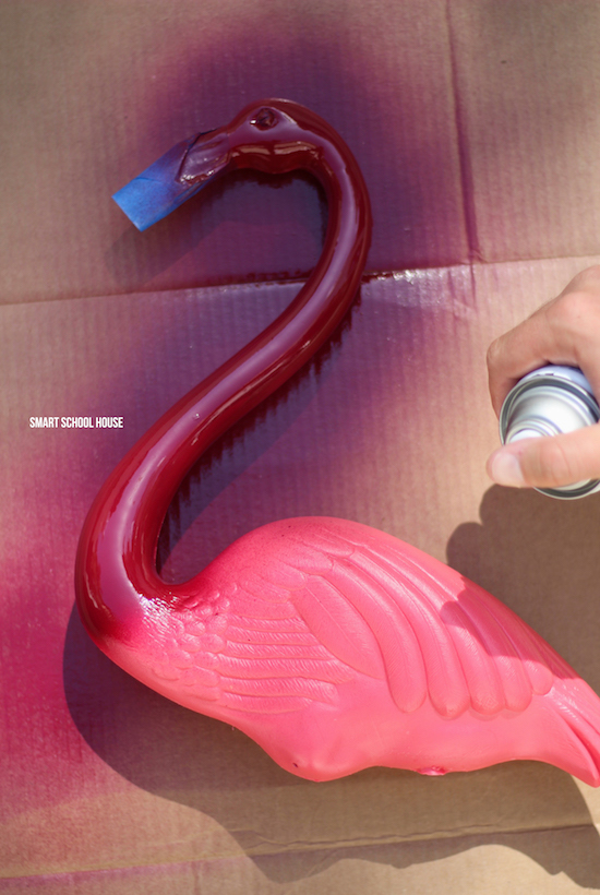 Turning a flamingo into a vulture for Halloween! 