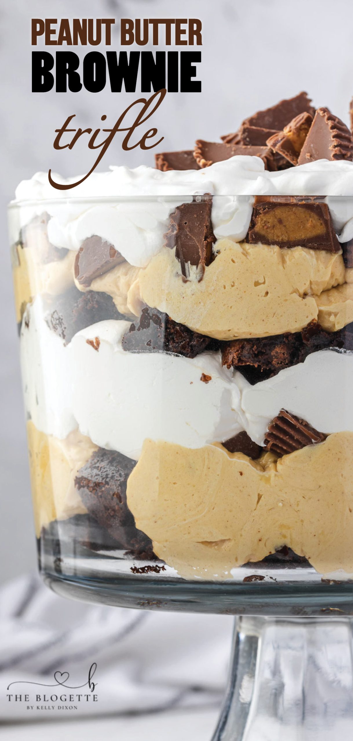 Peanut Butter Brownie Trifle - Trifles used to be more common, it seems like folks hardly ever make them anymore. Their beauty is undeniable though!