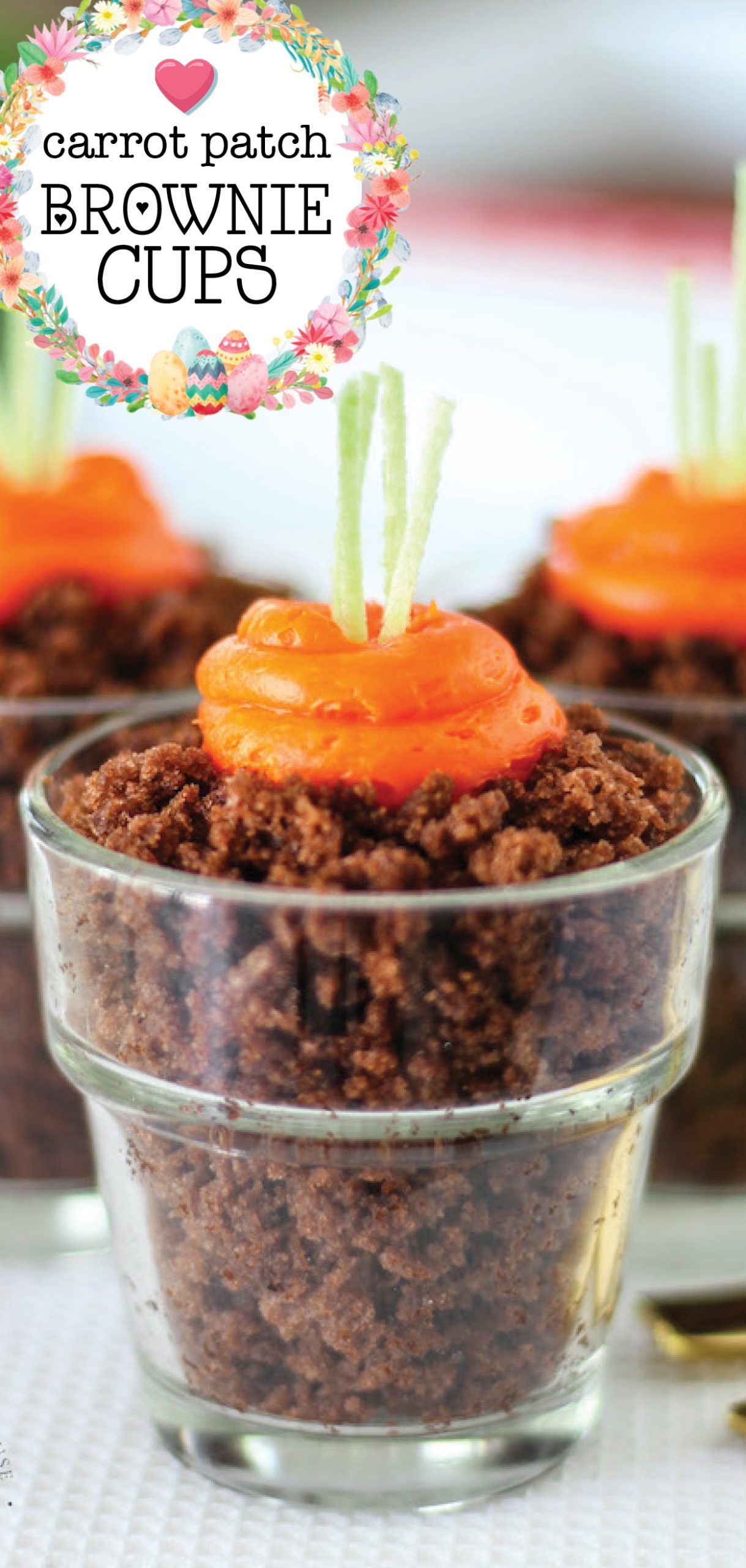 Carrot Patch Brownie Cups - Aren’t these the cutest little carrots? Fancy desserts are nice and all but there is just something that makes my heart smile to see cute holiday these desserts on the table.
