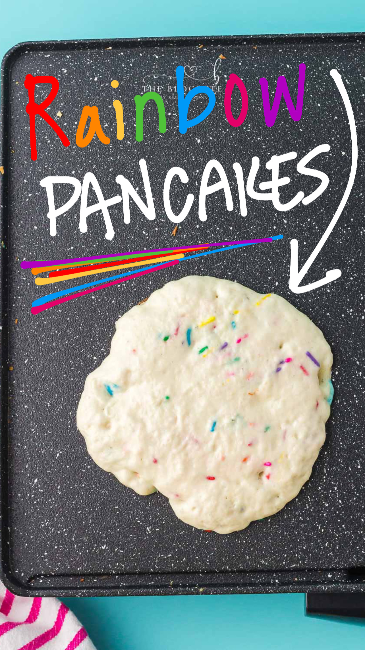 These fluffy Rainbow Pancakes are great for a special birthday or holiday breakfast! Kids LOVE the colorful sprinkles inside.