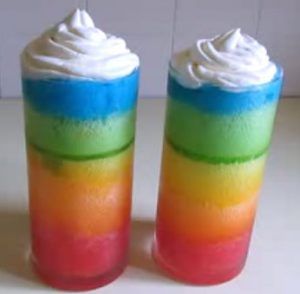 Rainbow Foam Drink - Rainbow foam is a dramatic and fun way to serve Jello as a dessert on special occasions.