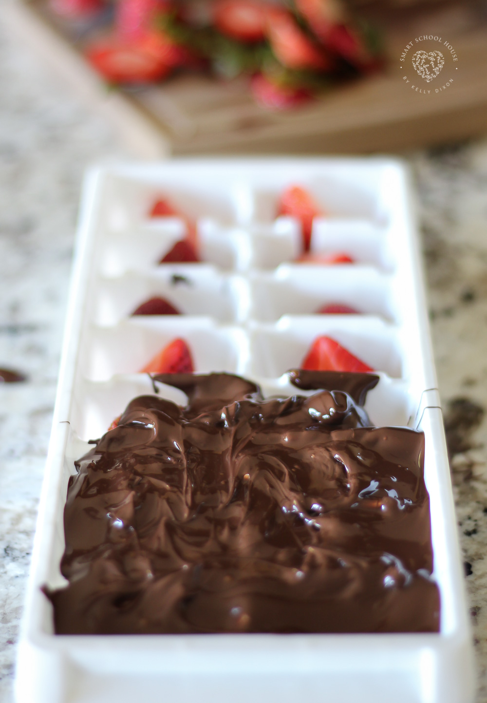 Chocolate Covered Strawberries in an Ice Cube Tray - These cost less than $5 to make! Perfect for entertaining or a night in. 
