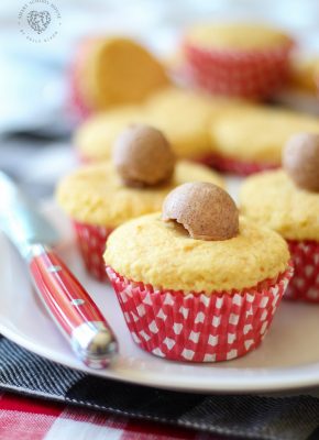 These sweet and fluffy cornbread cupcakes are made with both cake batter and cornbread mix then topped with cinnamon butter. Perfect for a summer for fall BBQ. Even on a cold winter evening, these are the coziest after-dinner treat. They go really well with any crock pot recipe your family loves. #cornbread #cupcakes
