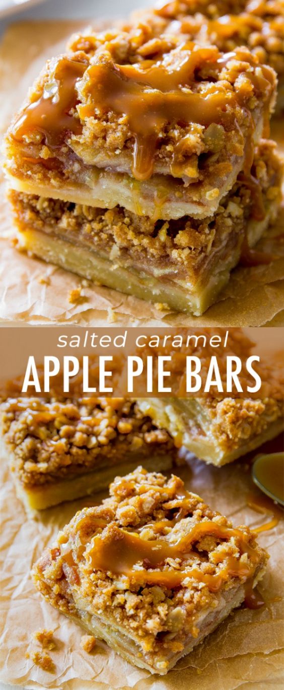 These Salted Caramel Apple Pie Bars are mind-blowing delicious! So much easier to make than an entire apple pie, too. 