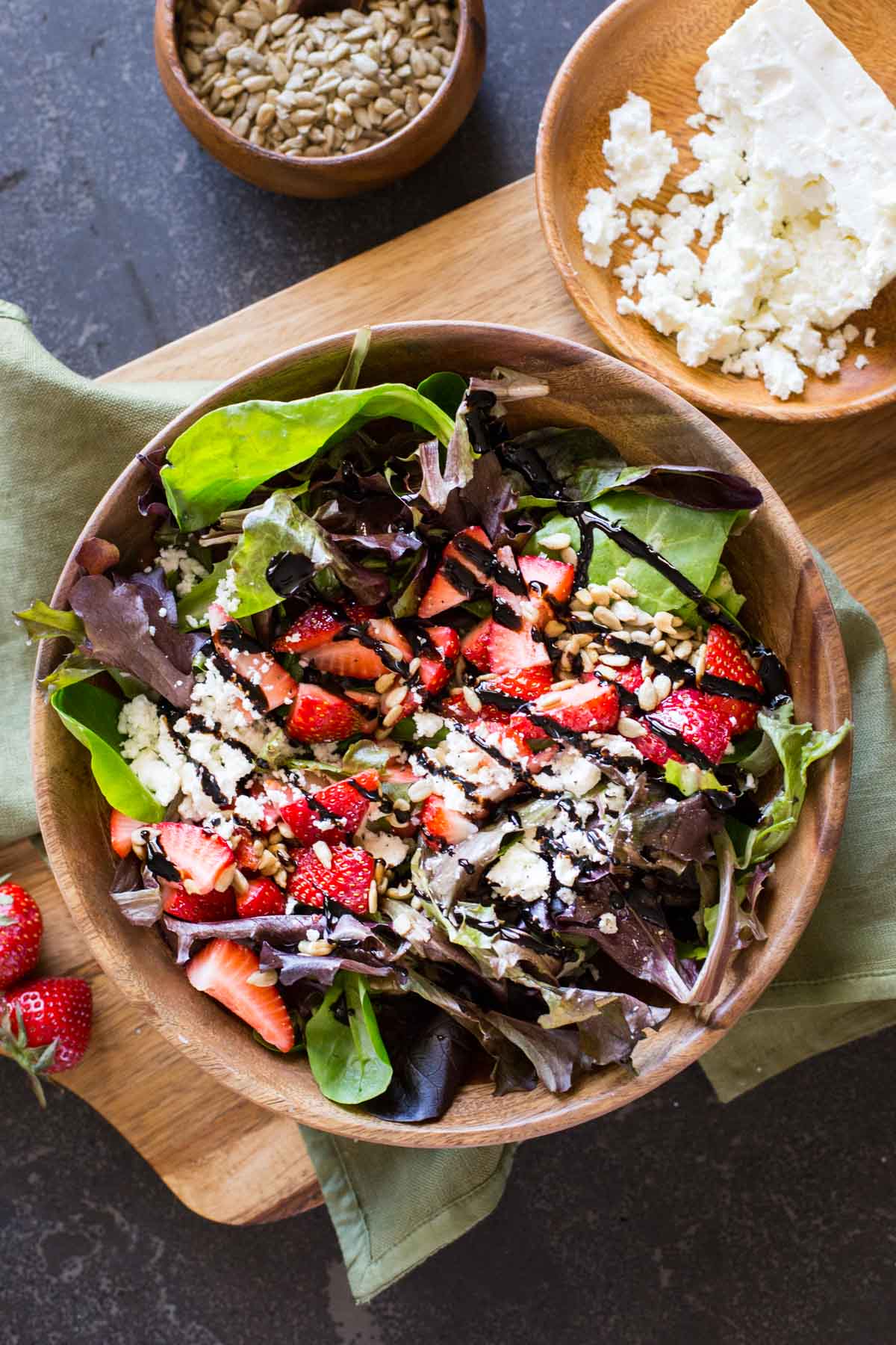 This Easy Strawberry Balsamic Salad has sweet, crunchy, and tangy all working together to make a party in your mouth. You'll love it! 