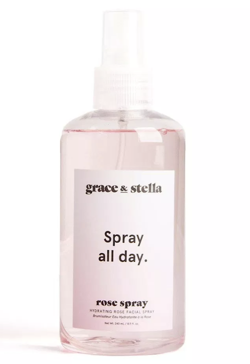 Grace & Stella's Rose Facial Spray helps keep skin fresh and moisturized. It is also great to use as a makeup setting spray or as a skin refresher throughout the day.