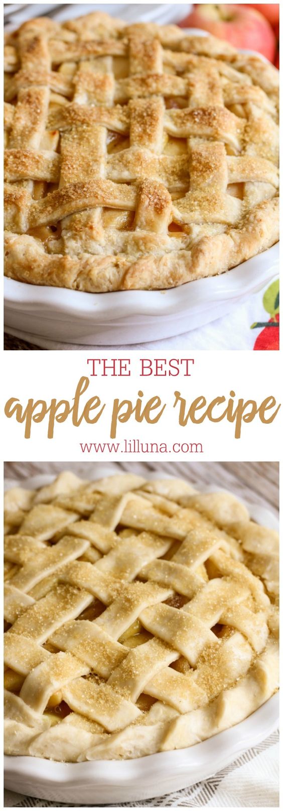 There's nothing like a slice of warm apple pie served with vanilla ice cream! This recipe for Homemade Apple Pie has proven to be the BEST apple pie recipe around. With a flaky, buttery crust made from scratch, and a gooey, sweet apple filling, this pie will not disappoint!