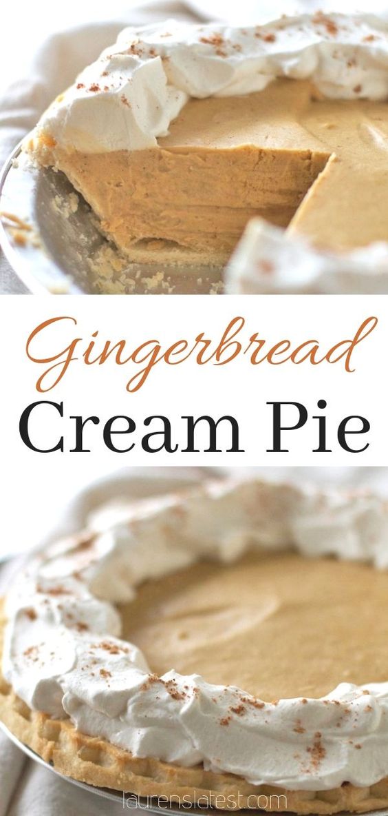 This easy gingerbread cream pie is a perfect holiday dessert and a great alternative to traditional pumpkin pie! This simple pie recipe with vanilla pudding and warming spices perfectly fits the Thanksgiving and Christmas season. 