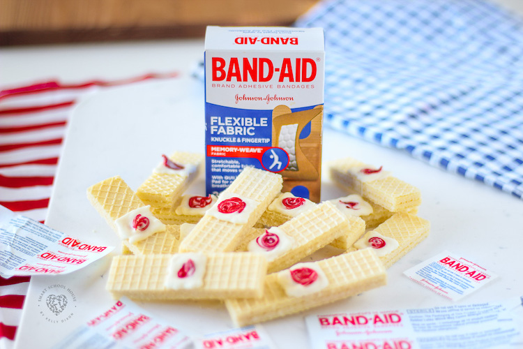 These gross Band Aid cookies are the perfect addition to your Halloween party platter. They are so easy that you can get the kids to make them. ?