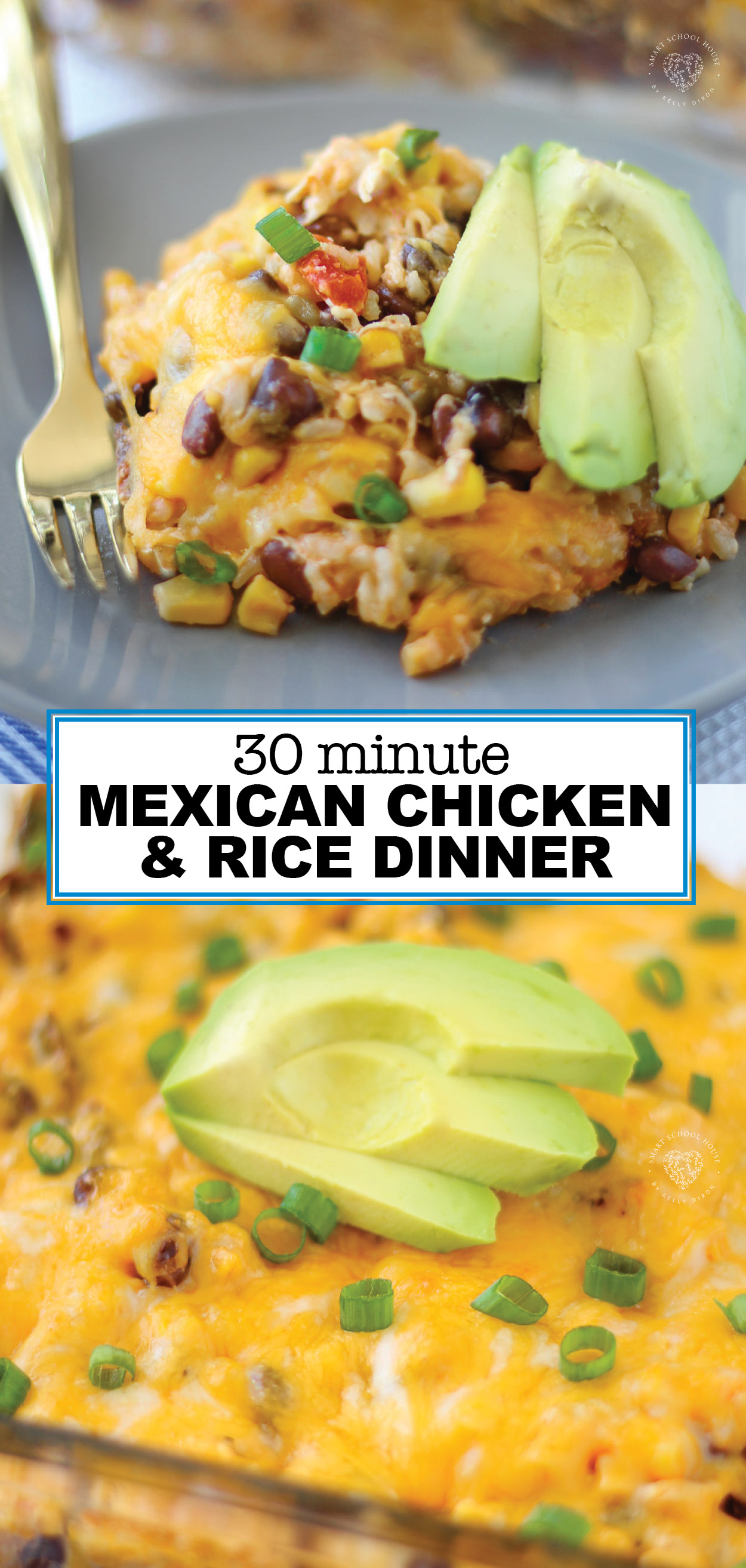 Mexican Chicken and Rice Dinner Recipe – an easy and delicious meal! This dinner recipe is made in one baking dish and is done just in 30 minutes making clean up a breeze. Perfect for busy week nights! 