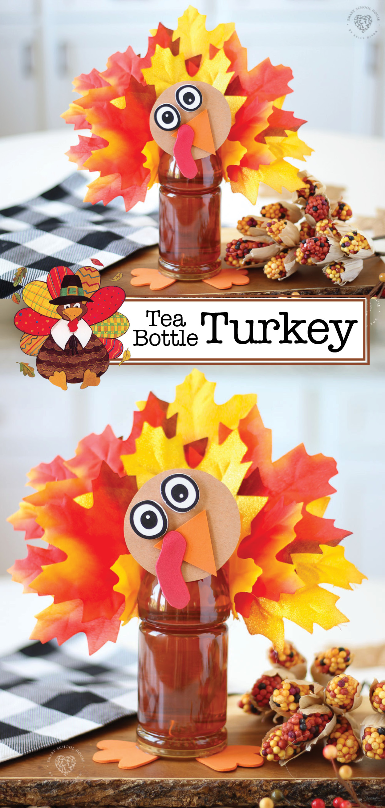 Adorable Tea Bottle Turkey Thanksgiving Craft Idea - roblox thanksgiving turkey cap