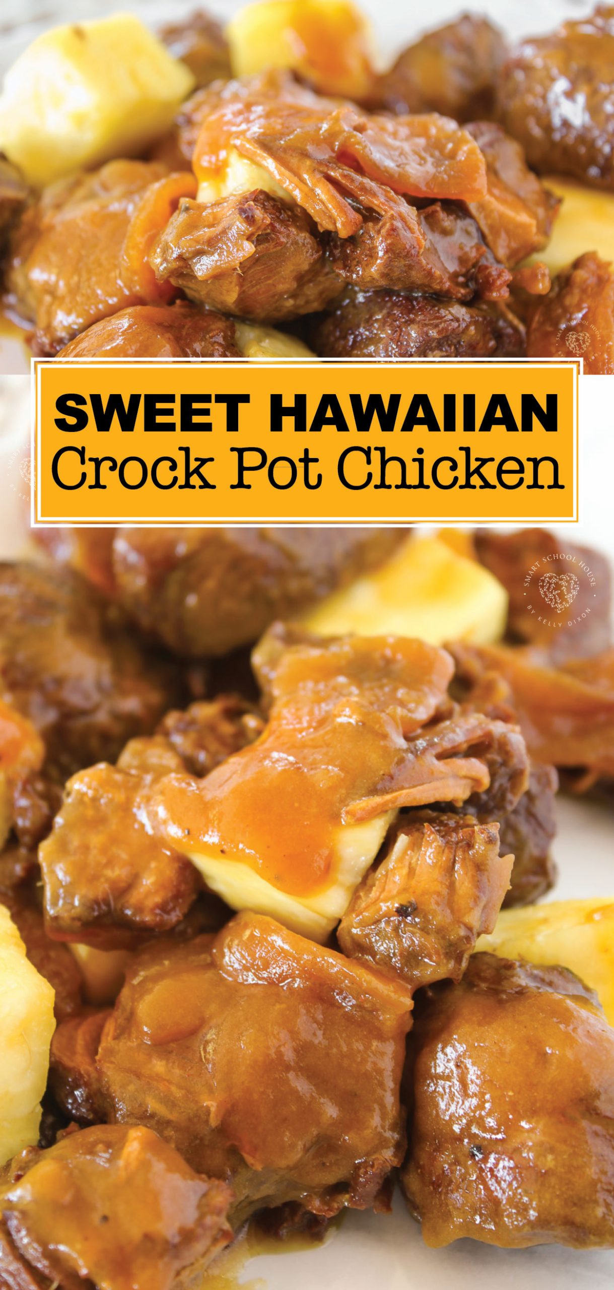 Sweet Hawaiian Crock Pot Chicken Recipe. Tender chicken smothered in a tropical glaze for a burst of pineapple flavor in every bite! Cook on low in Crock Pot 6-8 hours, that’s it! Done!