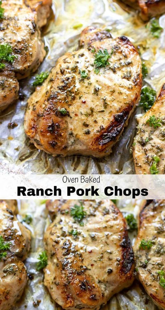 Oven Baked Ranch Pork Chops - A quick, inexpensive and easy dinner recipe. The entire family will love these pork chops, perfect for weeknight dinner.
