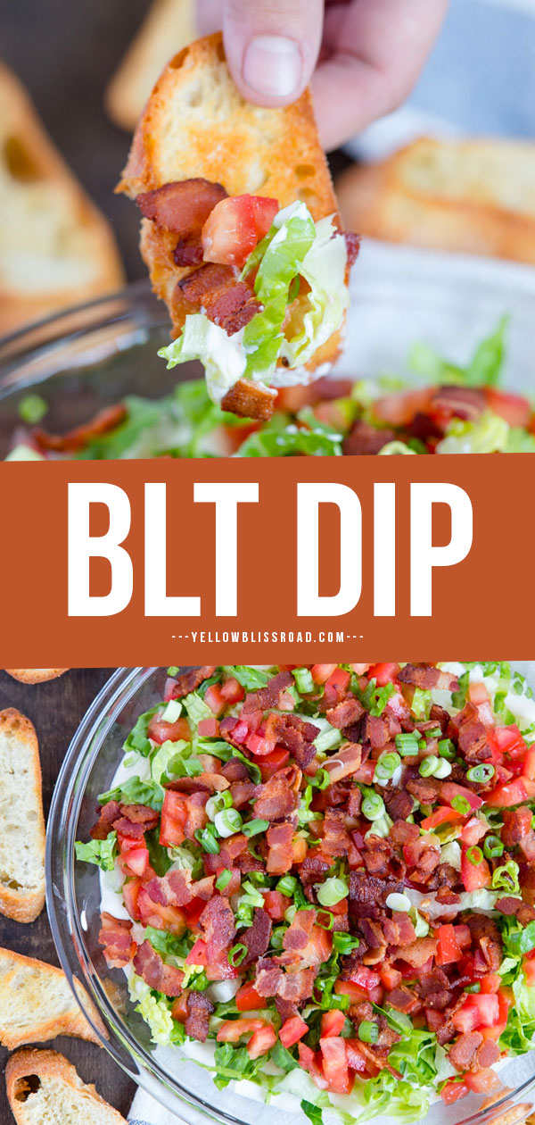 BLT Dip is a creamy and delicious combination of flavors from the classic sandwich favorite. Served with crostini for dipping, it's a game day or holiday party hit!