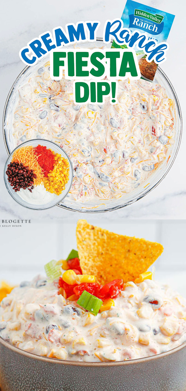Creamy Fiesta Ranch Dip is an addicting chip dip that everyone looks forward to at parties! Served with your favorite chips or veggies.