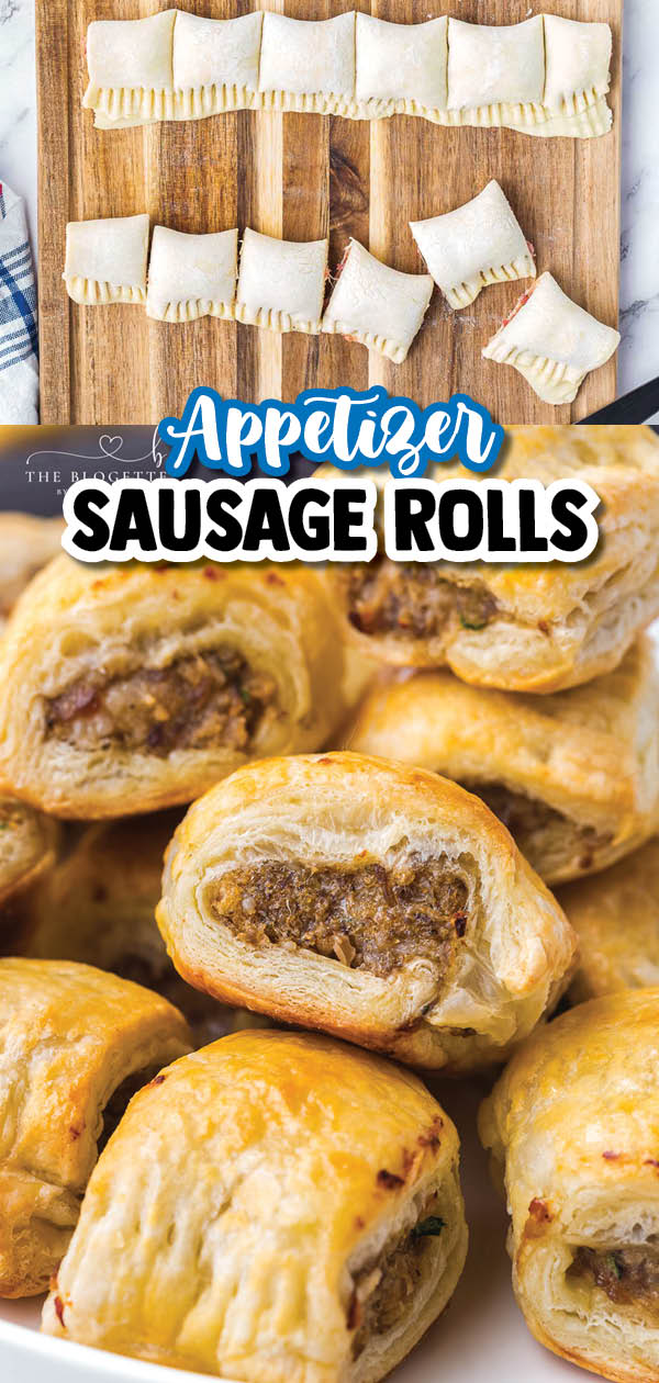 Sausage Rolls feature a meaty mixture stuffed inside buttery soft puff pastry. Each bite gets better and better, making these an easy crowd-pleasing handheld party appetizer!