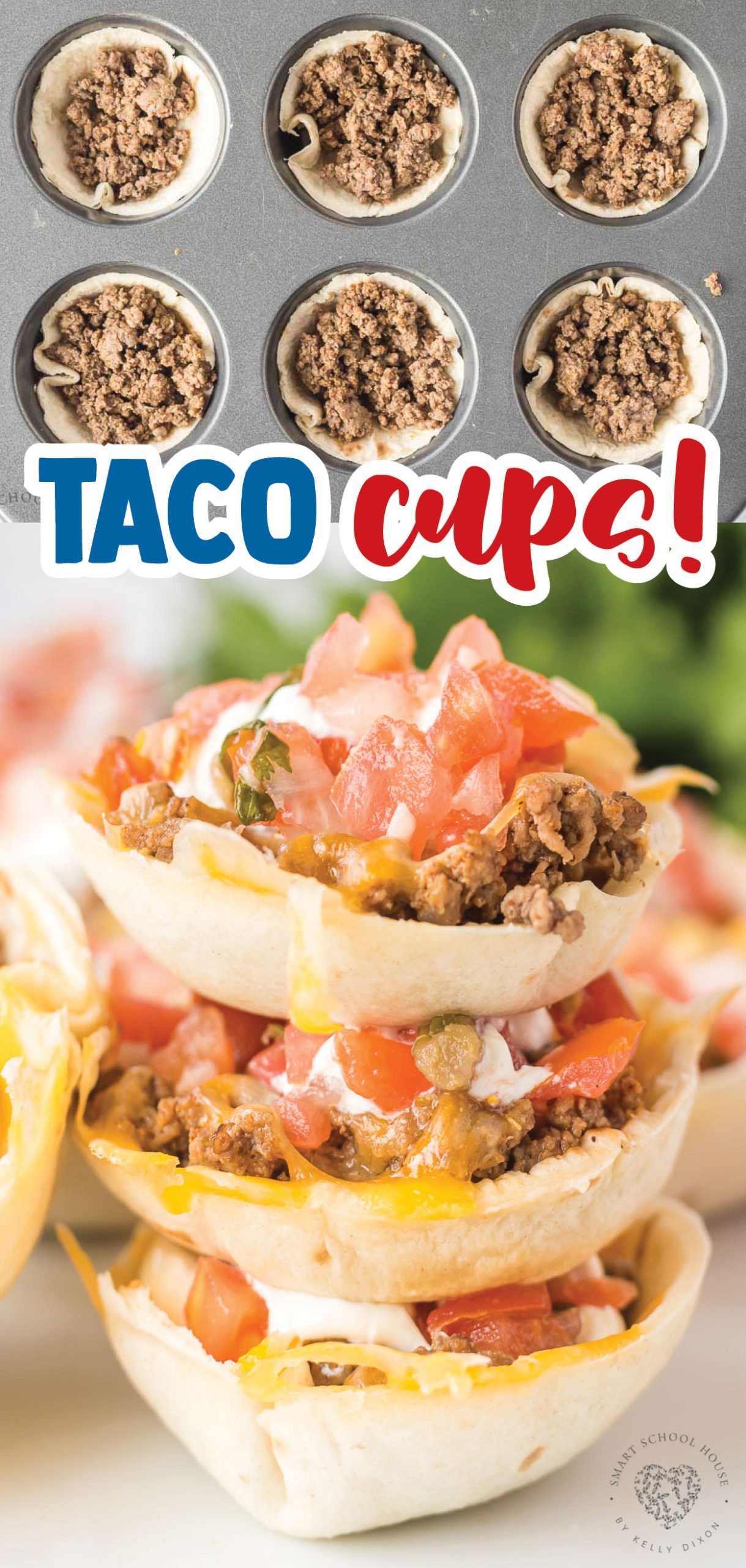 Taco Cups are a great appetizer or twist on Taco Tuesday! Beef and cheese stuffed inside bite-size flour tortillas and baked to perfection.