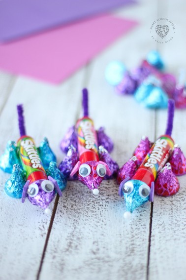 Valentine Candy Critter for a Fun Kid's Craft and Treat - Made from Hershey's Kisses. Easy , Fun and so cute!