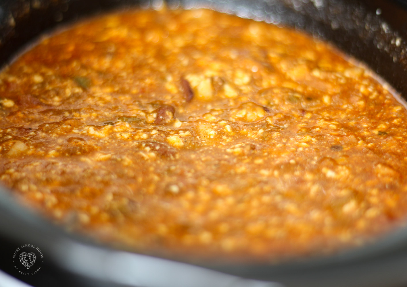Chili cheese dip made in a slow cooker