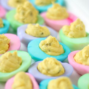 Colored Deviled Eggs are so beautiful! A very easy, special touch for Easter and fun to do for baby showers as well.