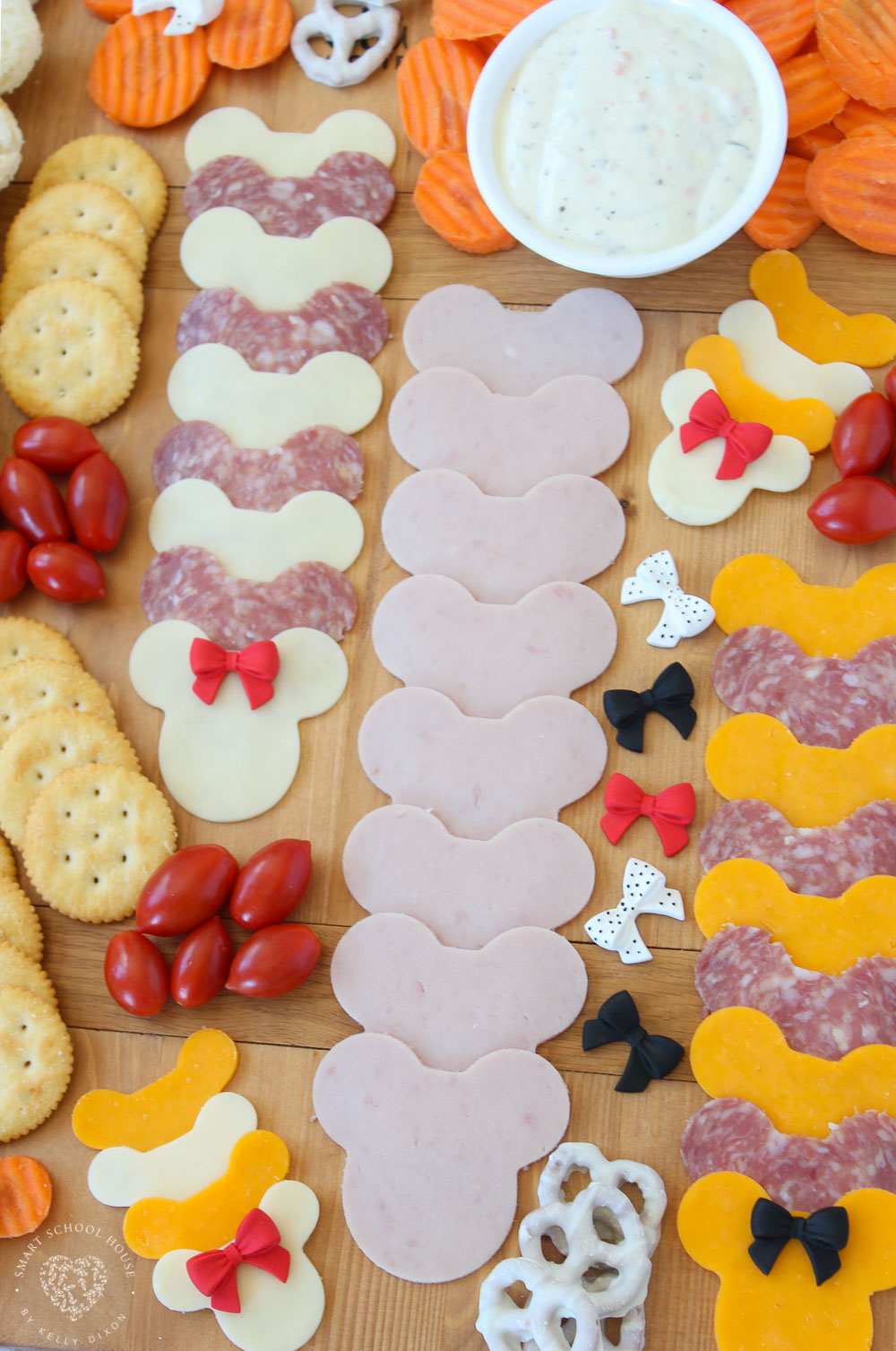 Disney Snack Board - filled with cheese and meat to make Mickey Sandwiches!