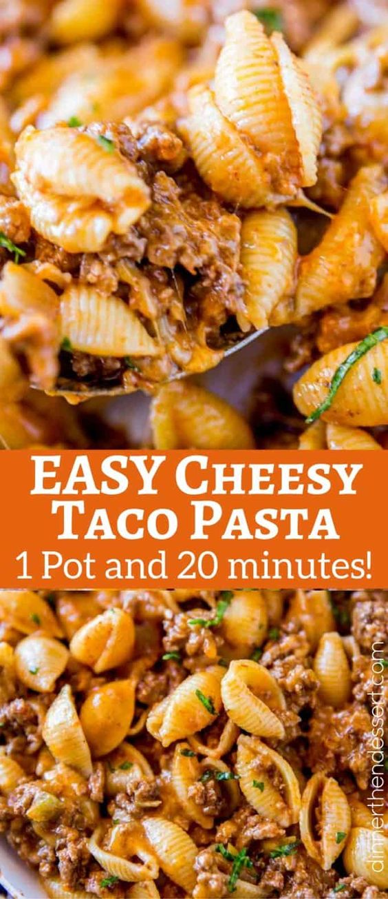 Cheesy Taco Pasta is easy to make and tastes like the Hamburger Helper you used to eat as a kid except better. Much better.
