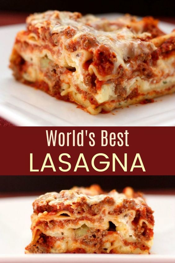 World's Best Lasagna Recipe Ever - The ultimate recipe for classic Italian comfort food with layers of noodles, meat sauce, and cheese. Sunday dinner is extra special when you make this traditional pasta dish. 