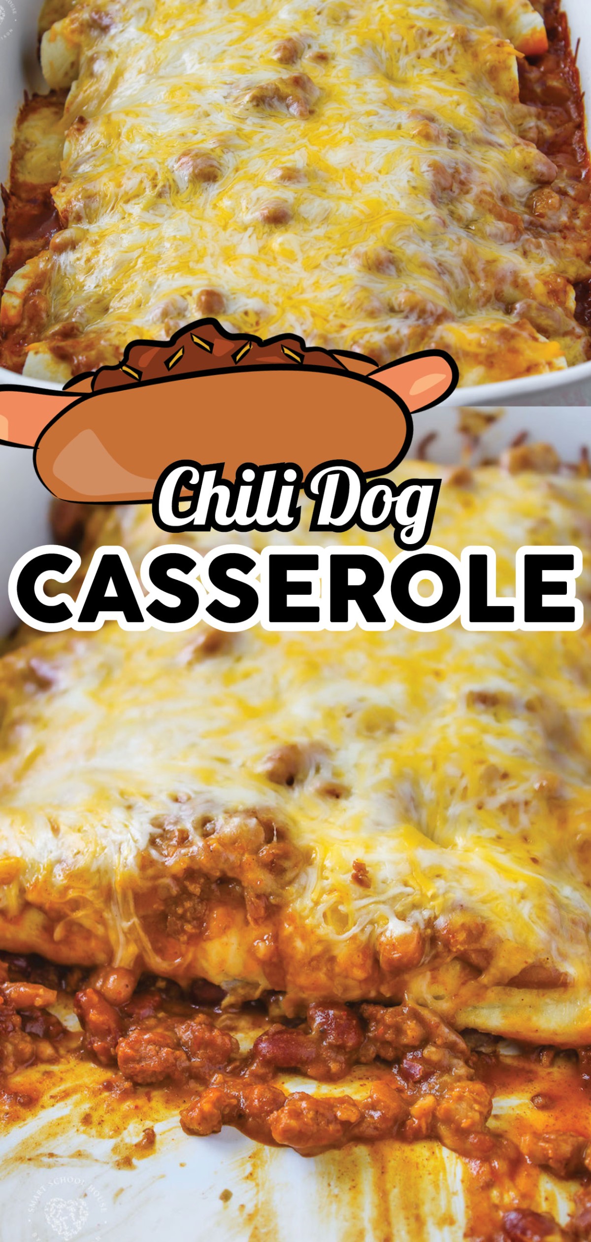 This easy dinner recipe is the best! Learn how to make a delicious chili cheese dog casserole from just a few simple ingredients! This is the perfect weeknight meal for busy families. If you love hot dogs, then you will love this yummy alternative! Try making this casserole for your family this summer! #hotdogs #casserole #recipes #dinner #chili #cheese