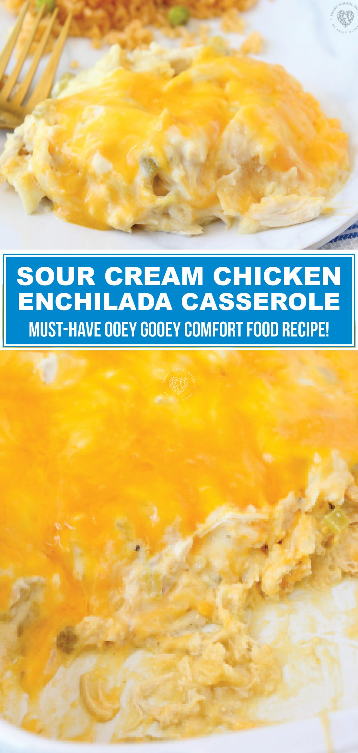 Sour Cream Chicken Enchilada Casserole - These are the same ingredients used to make chicken enchiladas, but easier than rolling up a bunch of tortillas. Great for lazy people like me!