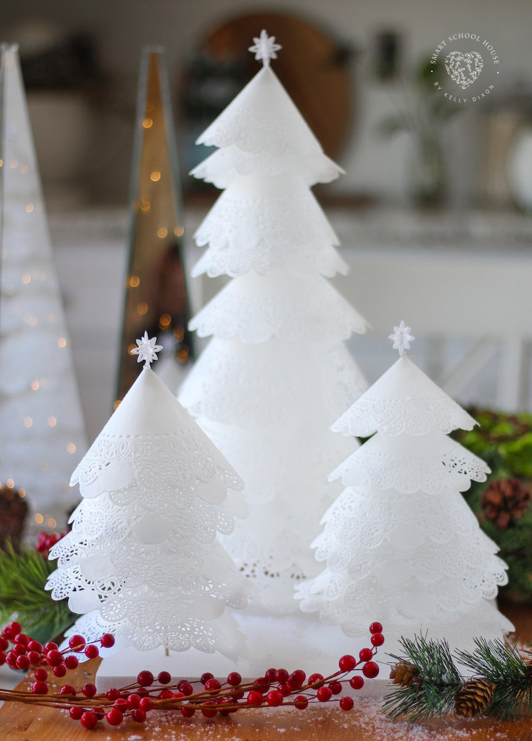 How to Make Beautiful White Doily Christmas Trees! An Adorable DIY Holiday Christmas Craft idea!