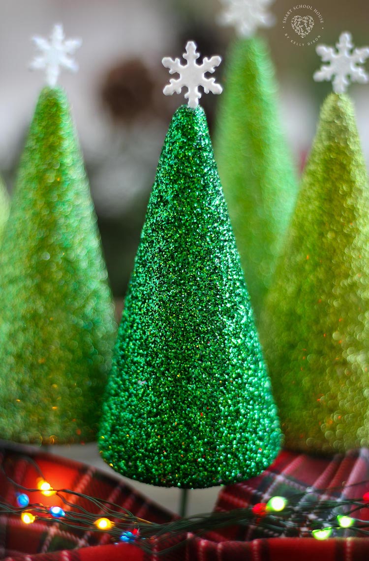 Beautiful and Sparkly DIY Styrofoam Christmas Trees