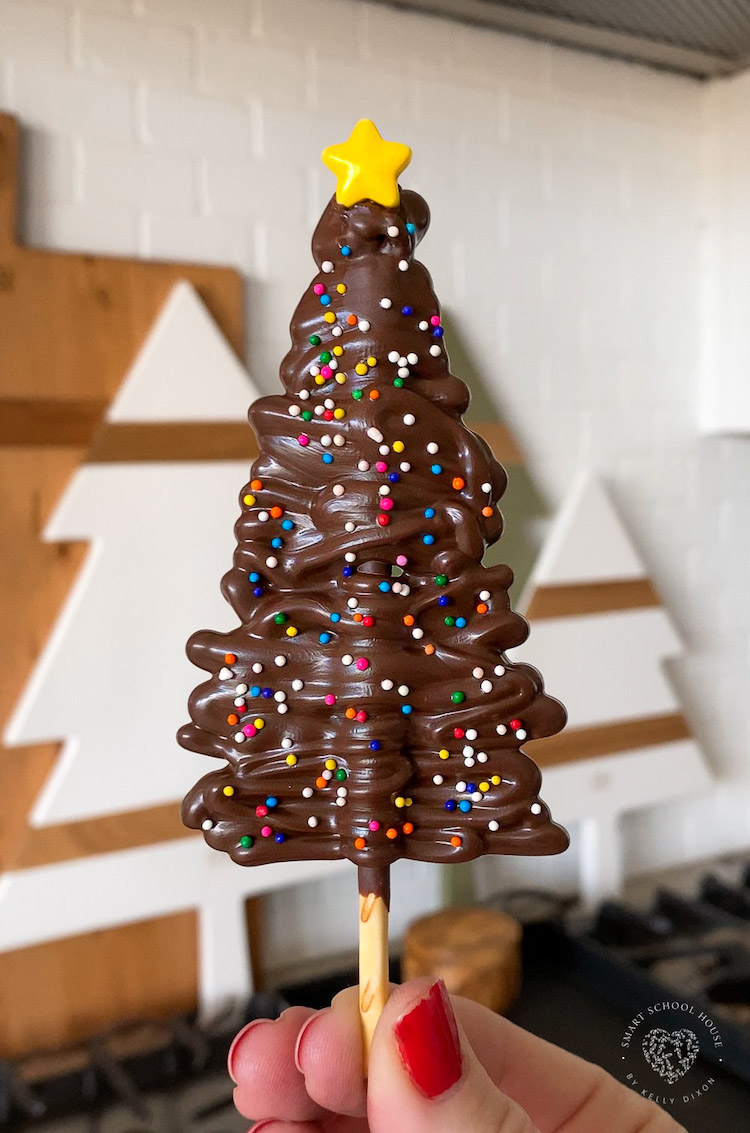 Chocolate Christmas Trees with Pocky Sticks