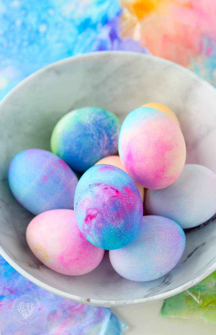 Whipped Cream Dyed Easter Eggs! Coloring Easter Eggs has never been easier! You only need two ingredients, whipped cream and food coloring!