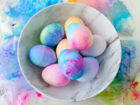 Whipped Cream Dyed Easter Eggs! Coloring Easter Eggs has never been easier! You only need two ingredients, whipped cream and food coloring!