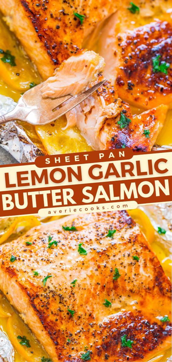 Juicy salmon at home in 30 minutes that’s EASY and tastes BETTER than from a restaurant!! The butter is infused with lemon and garlic and adds so much FLAVOR!