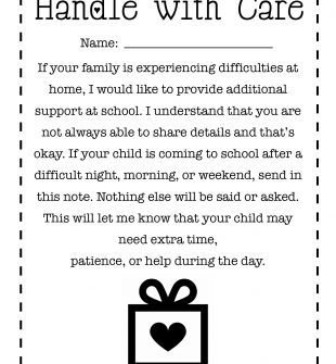 Handle with Care school note