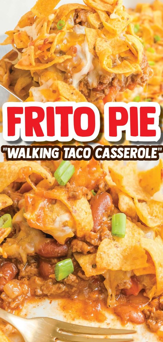 Frito Pie is a classic casserole dish with ingredients like ground beef, taco seasoning, cheese, & crunchy corn chips. It's simple and deliciously filling!