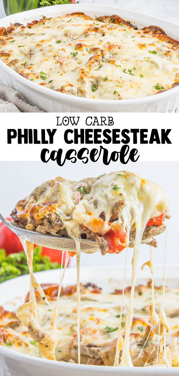 Easy Philly Cheesesteak Casserole is a delicious and easy low-carb meal that's the ultimate comfort food for dinner!