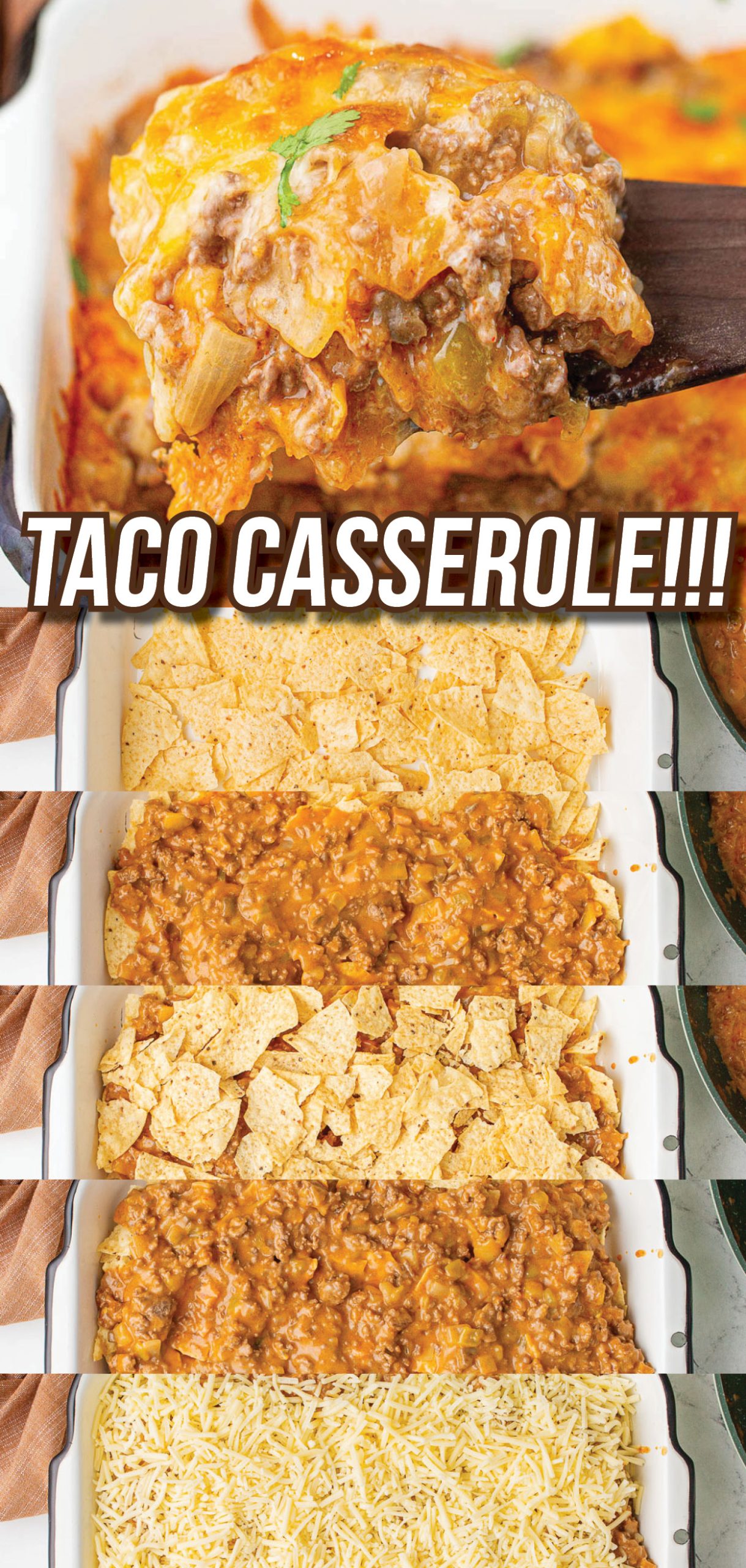 Taco Casserole - Everything you love about delicious tacos layered into one irresistible dish! It’s the ultimate easy comfort food for busy families.