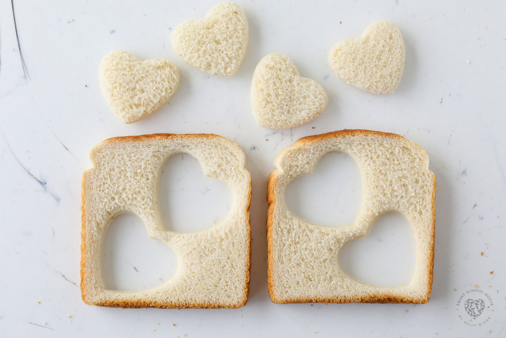 Using cookie cutters on bread